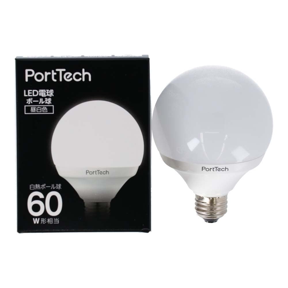 PortTech LED電球ボール球60W相当 昼白色 PG60N26 昼白色