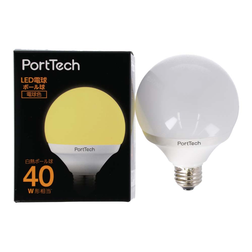 PortTech LED電球ボール球40W相当 電球色 PG40L26 電球色
