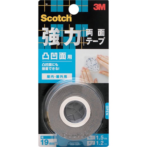 強力両面テープ　凸凹面用 ＫＨ－１９Ｒ　１９ｍｍ×１．５ｍ 19ｍｍ×1.5ｍ