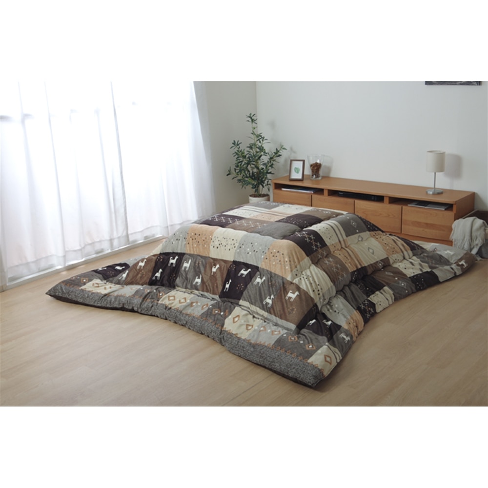 7143円 マーケット イケヒコ コーポレーション こたつ布団 長方形 ギャッベ柄 ノルディック 掛け単品 ブラウン 約205×245cm