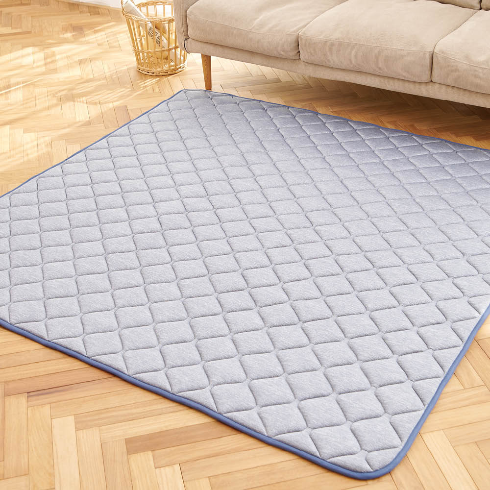 LIFELEX 強冷感＋防ダニ・制菌防臭キルトラグ 約185x185cmネイビー 185x185cm