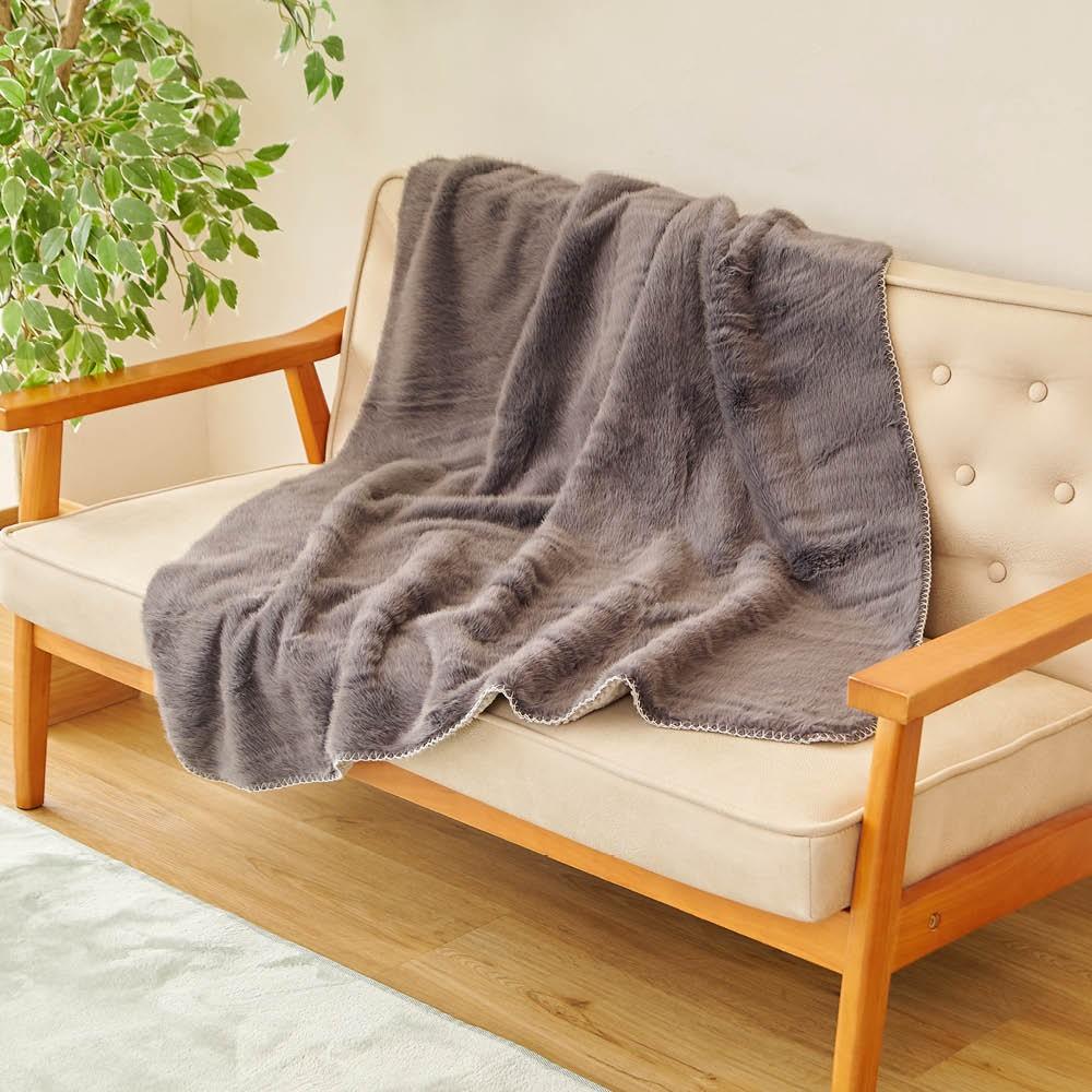 LIFELEX　ほぼネコミニ毛布　ブリティッシュ　１４０×１００　チャコールグレー ブリティッシュ