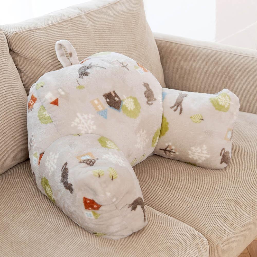 LIFELEX　リラックスクッション　ネコ　６５×４６×３１　グレージュ ネコ