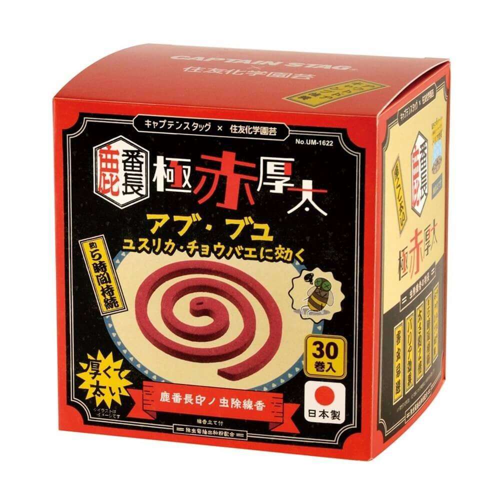 鹿番長印ノ虫除線香 極赤厚太(アブ・ブユ除けタイプ) CS×住友化学園芸 UM-1622 虫除線香 極赤厚太（アブ・ブユ除けタイプ）