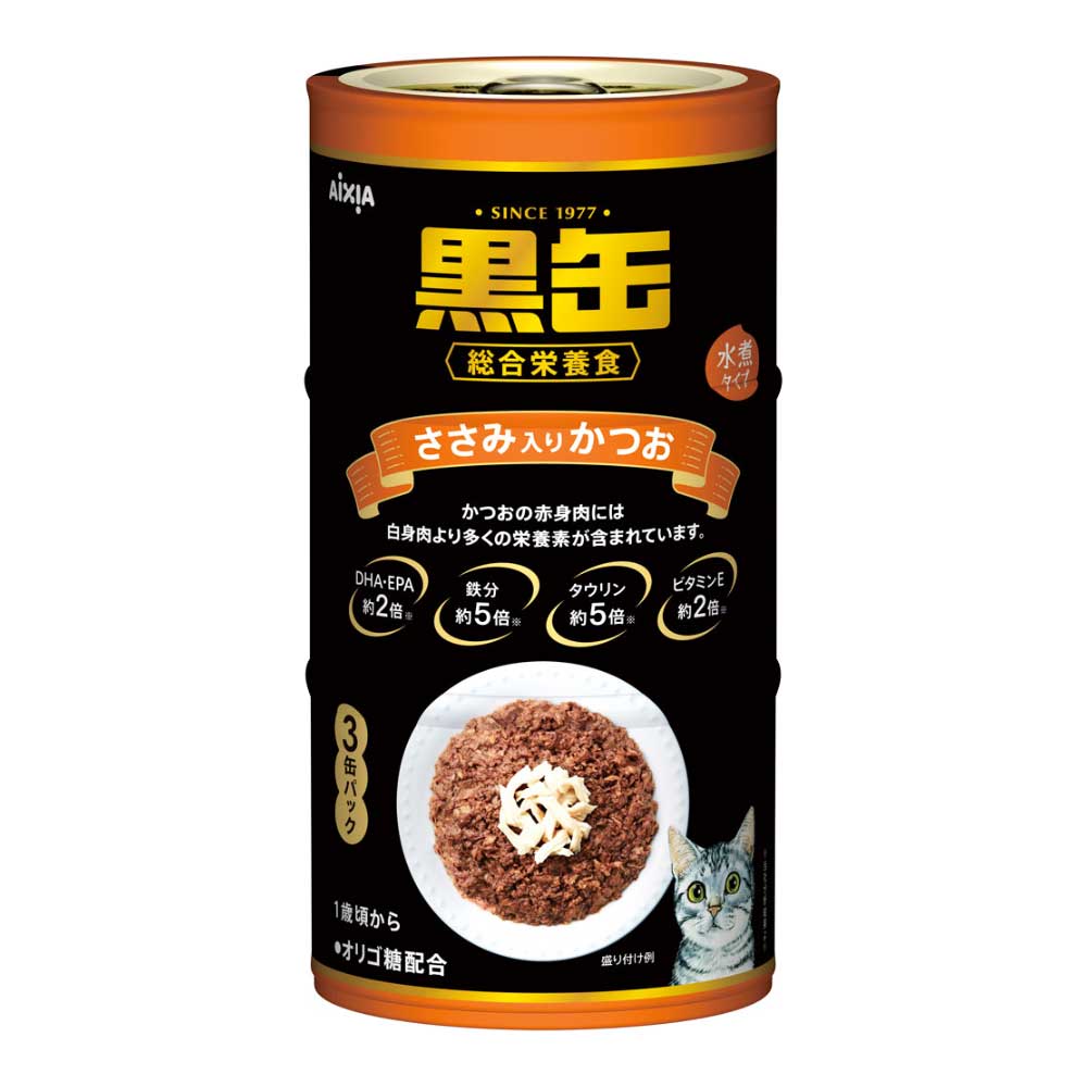 黒缶３Ｐ　ささみ入りかつお　１６０ｇ×３缶 ささみ入りかつお