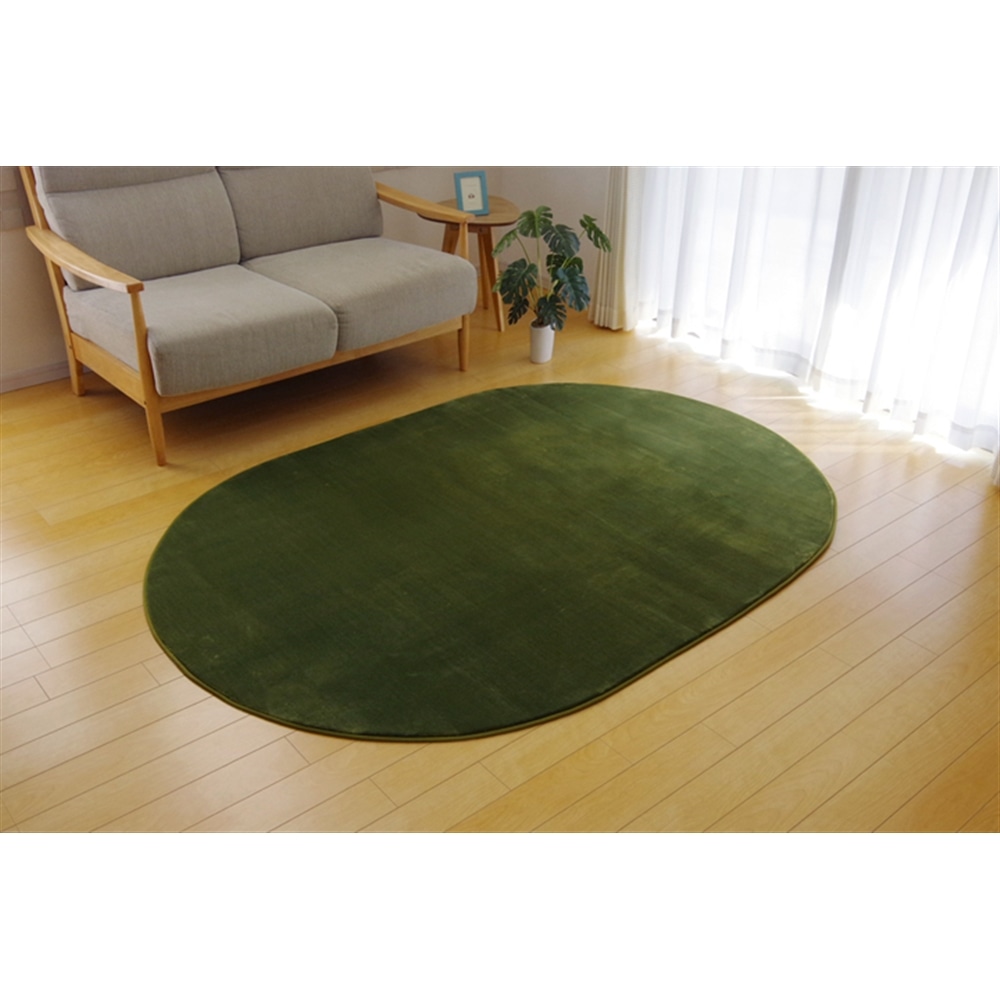 イケヒコ コーポレーション Ikehiko ラグ カーペット だ円 無地 フランネル フランアイズ モスグリーン 約140 0cm楕円 ホットカーペット対応 モスグリーン インテリア ホームセンターコーナンの通販サイト