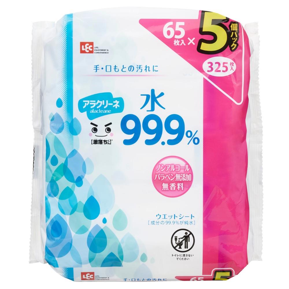 ウェットシート 激落ちくん アラクリーネ 水 99.9％ 65枚入 5個セット