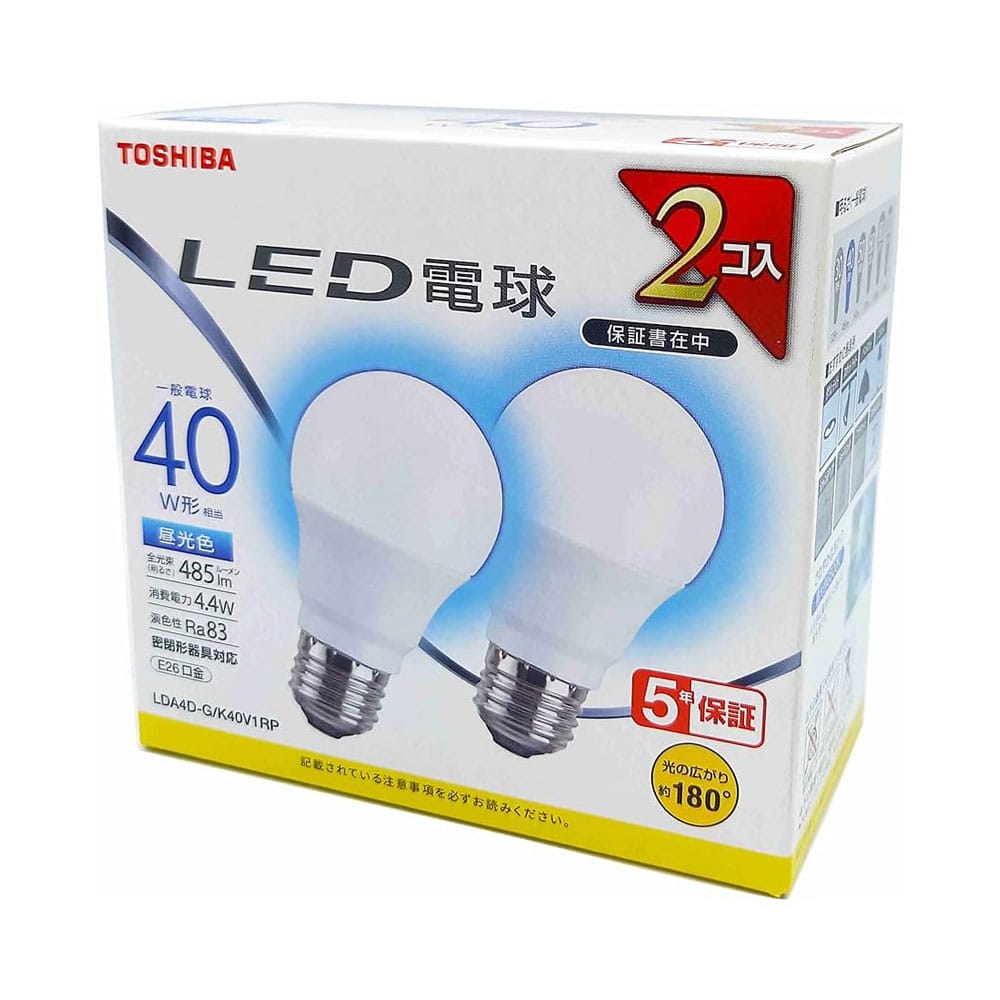 東芝　ＬＥＤ広配光４０Ｗ形昼光色　２Ｐ　ＬＤＡ４Ｄ－Ｇ／Ｋ４０Ｖ１ＲＰ