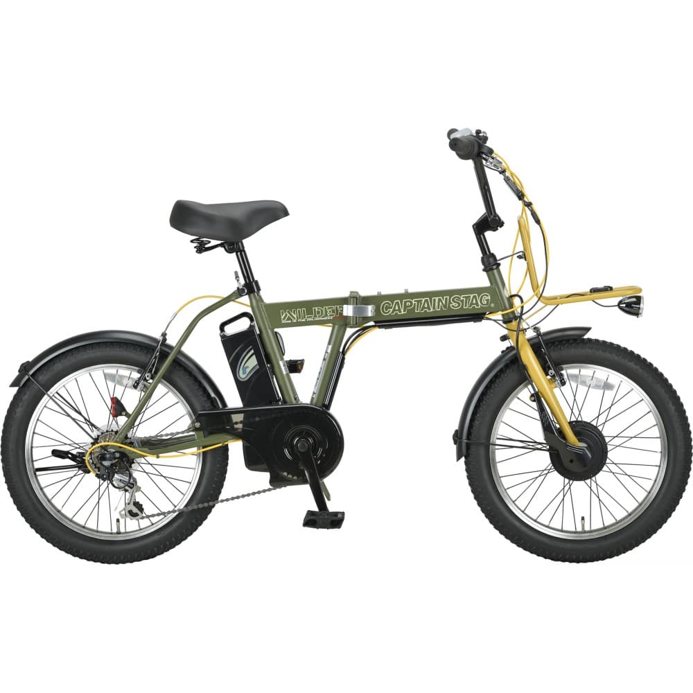 ２０インチ　eワイルダー電動　電動アシスト自転車　外装6段 LEDバッテリーライト　マットオリーブ マットオリーブ