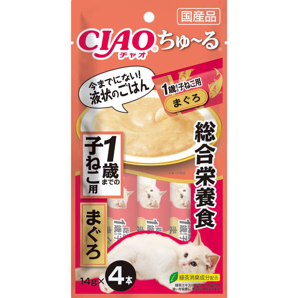 いなば食品　ＣＡＩＯちゅーる総合栄養食　１歳までの子ねこ用　まぐろ　１４ｇ×４本