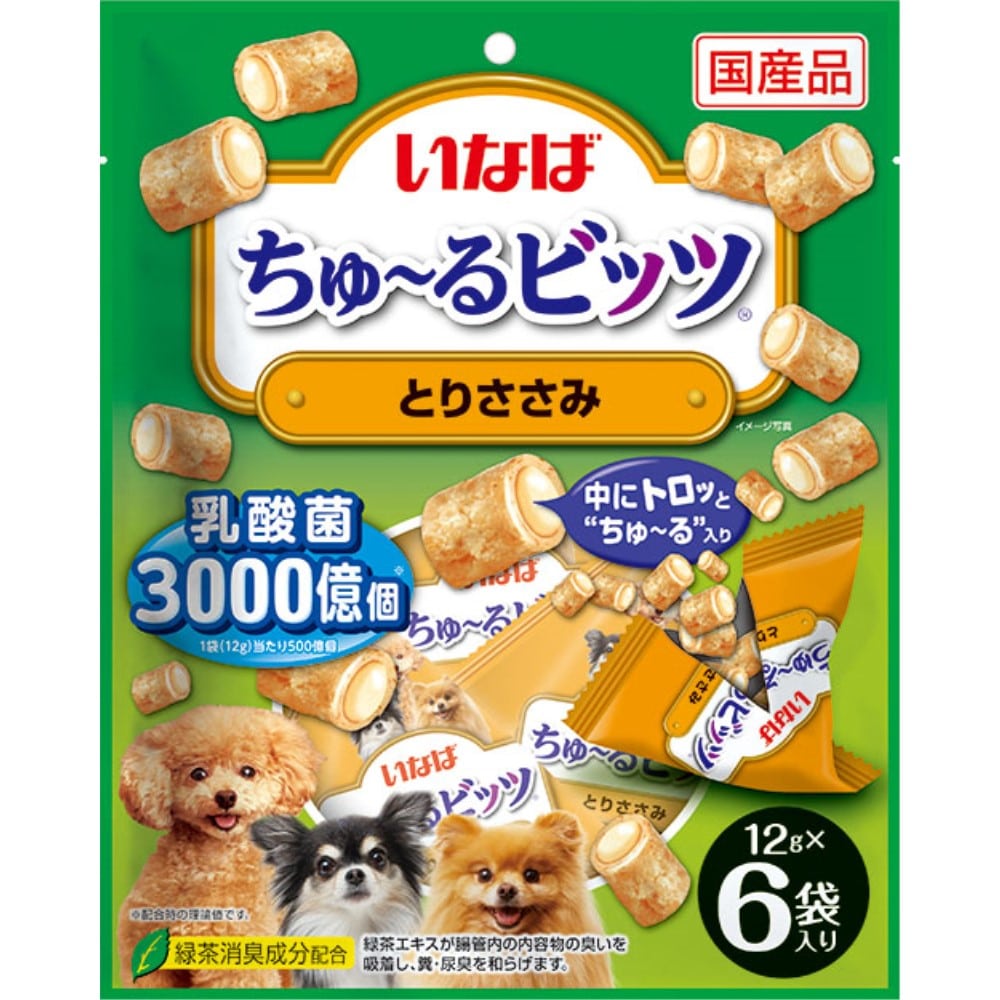 いなば食品　ちゅーるビッツ６個 とりささみ乳酸菌３０００億個