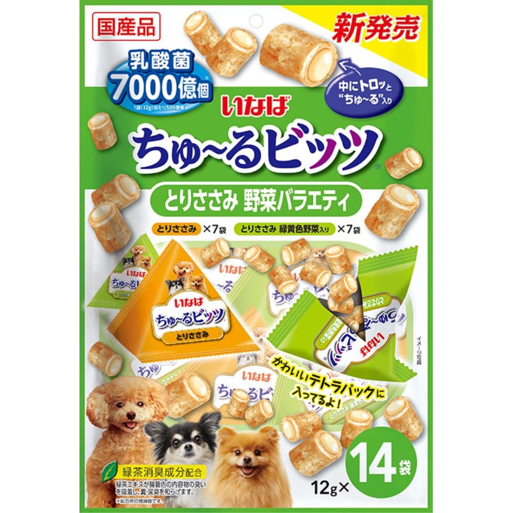 いなば食品　ちゅ～るビッツ１４袋 とりささみ　野菜バラエティ とりささみ　野菜バラエティ　１４袋