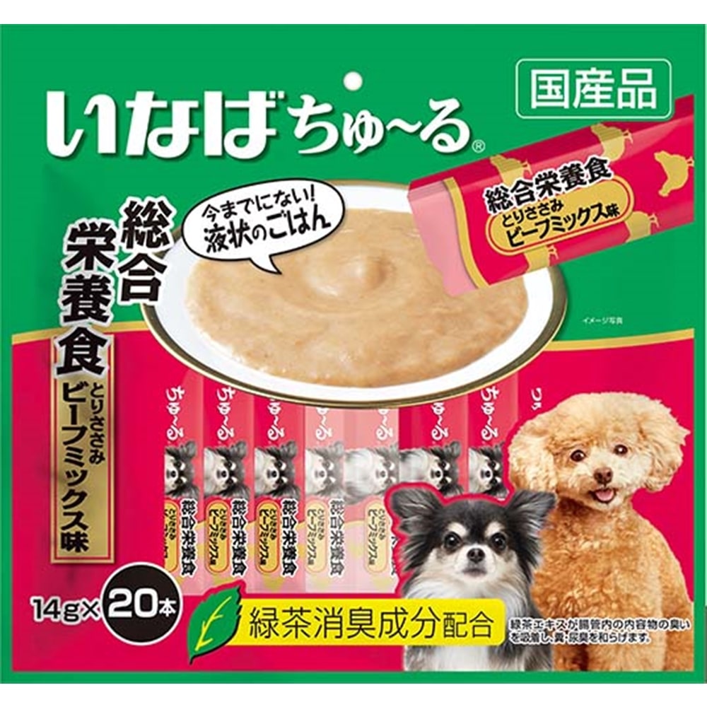 いなばペットフード　犬ちゅ～る　20本入り　総合栄養食　とりささみ　ビーフミックス味