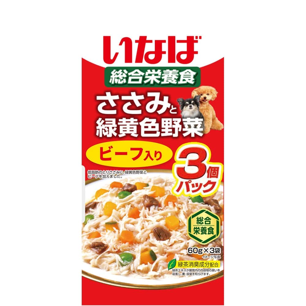 いなば食品　ささみと緑黄色野菜　ビーフ入り ６０ｇ×３Ｐ
