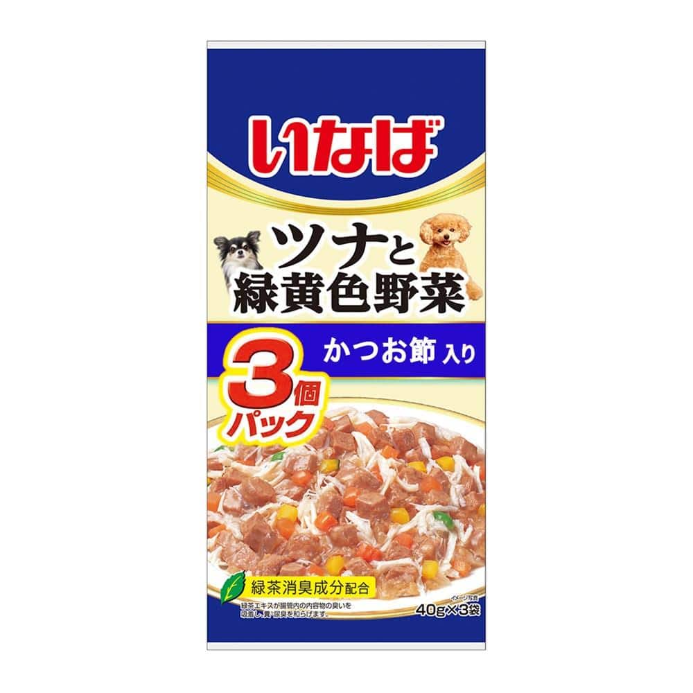 いなば食品　ツナと緑黄色野菜かつお節入り　４０ｇ×３袋 かつお節入り
