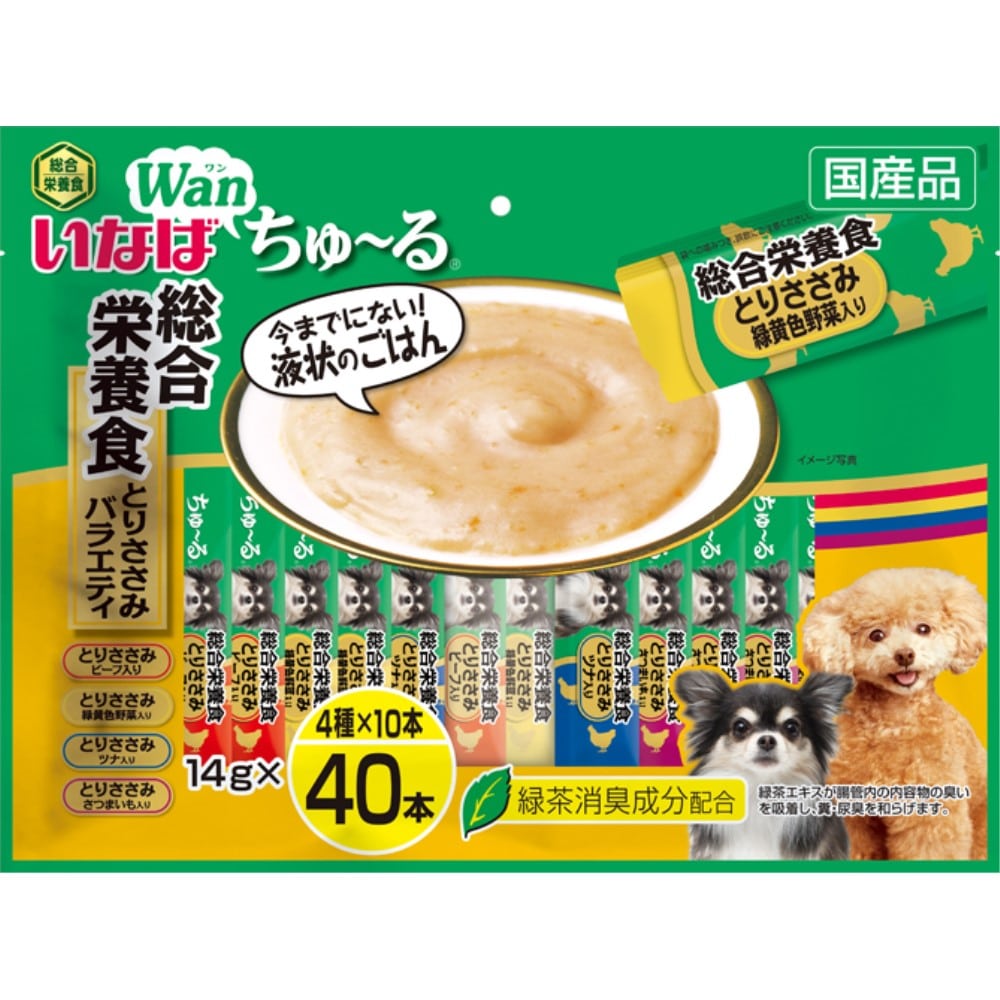 いなば食品　ＷＡＮちゅーる４０本 総合栄養食とりささみバラエティ