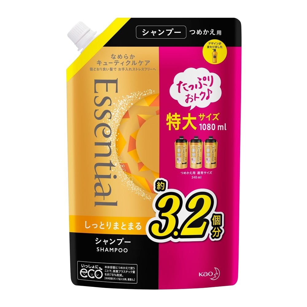 エッセンシャル　しっとりまとまる　シャンプー　つめかえ用　１０８０ｍｌ しっとりまとまるシャンプー詰替