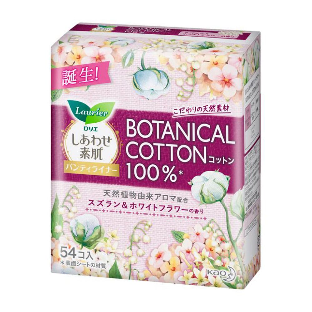 ロリエ　しあわせ素肌　パンティライナー　ボタニカルコットン１００％　スズラン＆ホワイトフラワーの香り　［５４コ入］