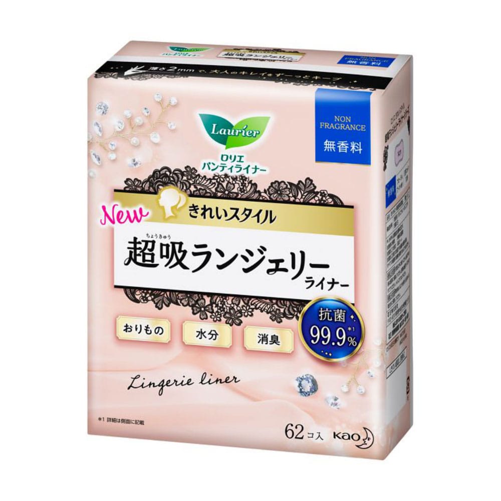 ロリエ　きれいスタイル　超吸ランジェリーライナー　無香料　［６２コ入］ 無香料　［６２コ入］