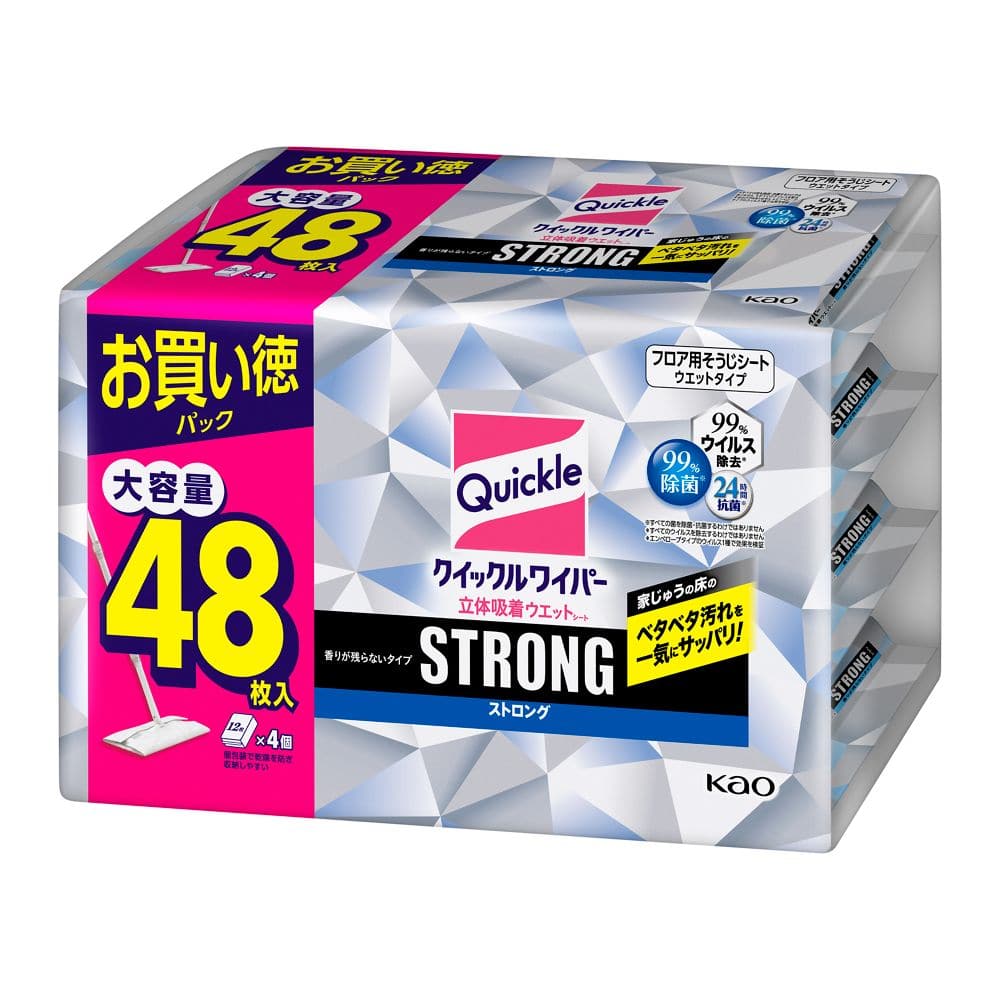 花王 クイックルワイパー 立体吸着ウエットシート ストロング ４８枚入