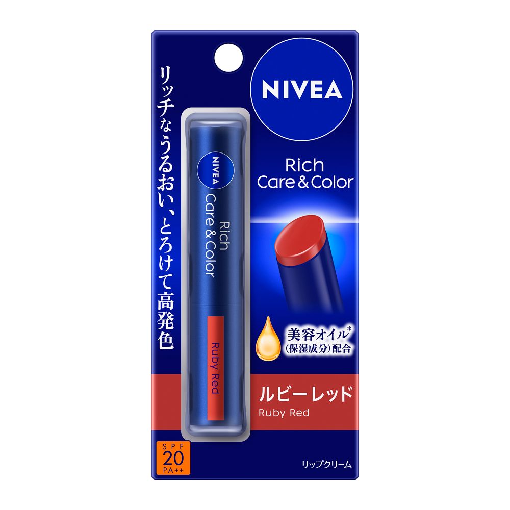 花王　ニベア　リッチケア&カラーリップ　ルビーレッド２ｇ