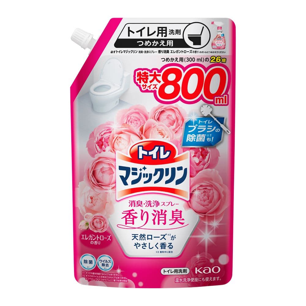 花王　トイレマジックリン消臭・洗浄スプレー　香り消臭　エレガントローズの香り　つめかえ用　８００ｍｌ つめかえ用800ml