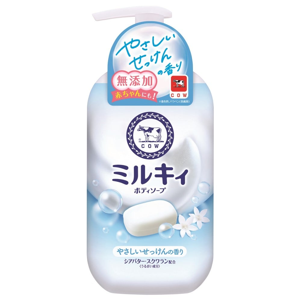 牛乳石鹸共進社　ミルキィボディソープ　やさしいせっけんの香り　ポンプ付500ｍｌ ポンプ付