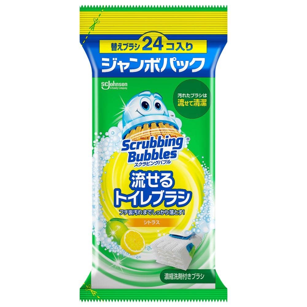 ジョンソン　スクラビングバブル　流せるトイレブラシ　シトラス　替えブラシ２４個入　ジャンボパック