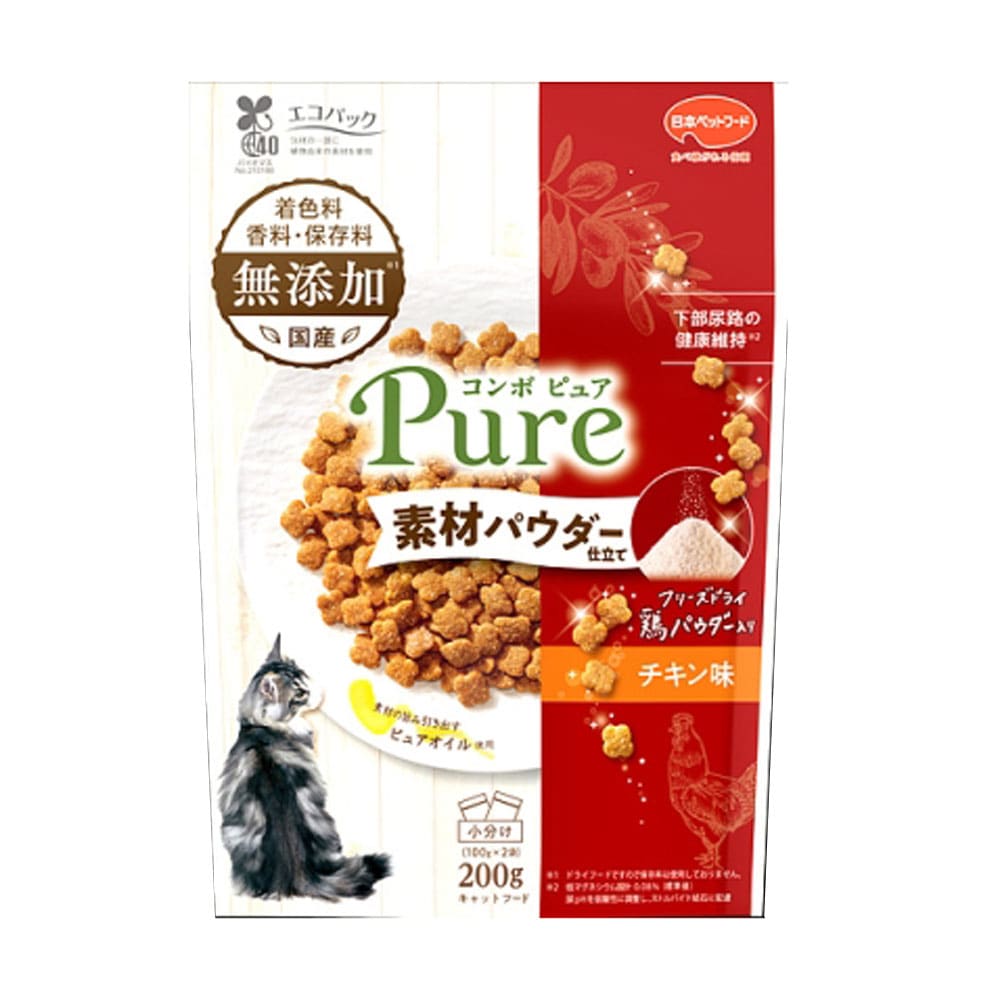 日本ペットフード　コンボピュアキャット　チキン味・鶏パウダー仕立て　２００ｇ 鶏パウダー仕立て　２００ｇ