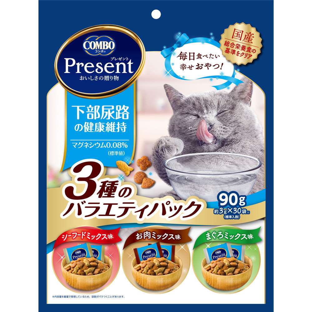 日本ペットフード　コンボプレゼントキャットおやつ　下部尿路の健康維持　３種のバラエティパック　９０ｇ 下部尿路の健康維持