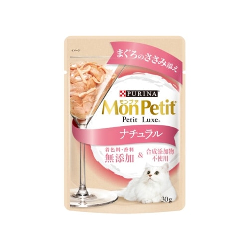 モンプチ　プチリュクスパウチ　ナチュラル　成猫　まぐろのささみ添え３０ｇ まぐろのささみ添え