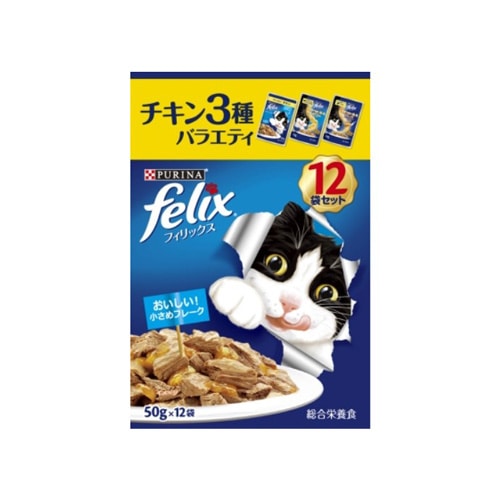 ピュリナ　フィリックスパウチ　成猫　チキン３種バラエティ　５０Ｇ×１２袋 成猫　チキン３種バラエティ　５０Ｇ×１２袋