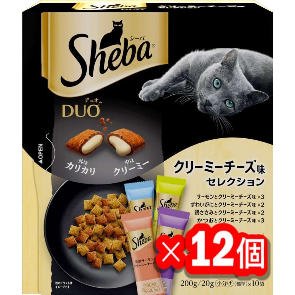 シーバ　デュオ　キャットフード　ドライ　クリーミーチーズ味セレクション　２００ｇ　成猫用 x12個セット クリーミーチーズ味セレクション　×１２個セット