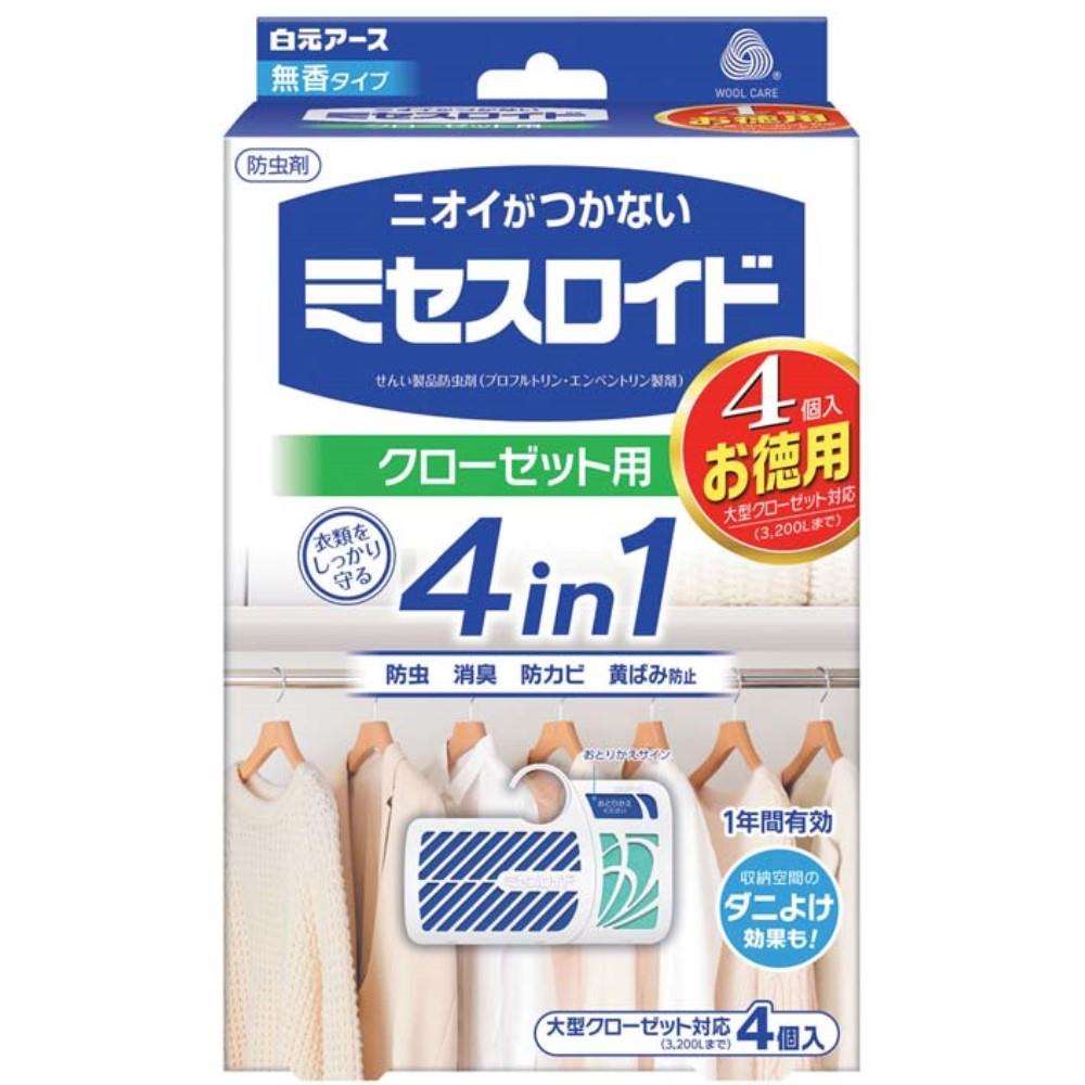 白元アース　ミセスロイド１年防虫　お徳用　クローゼット用４個入 ４個入