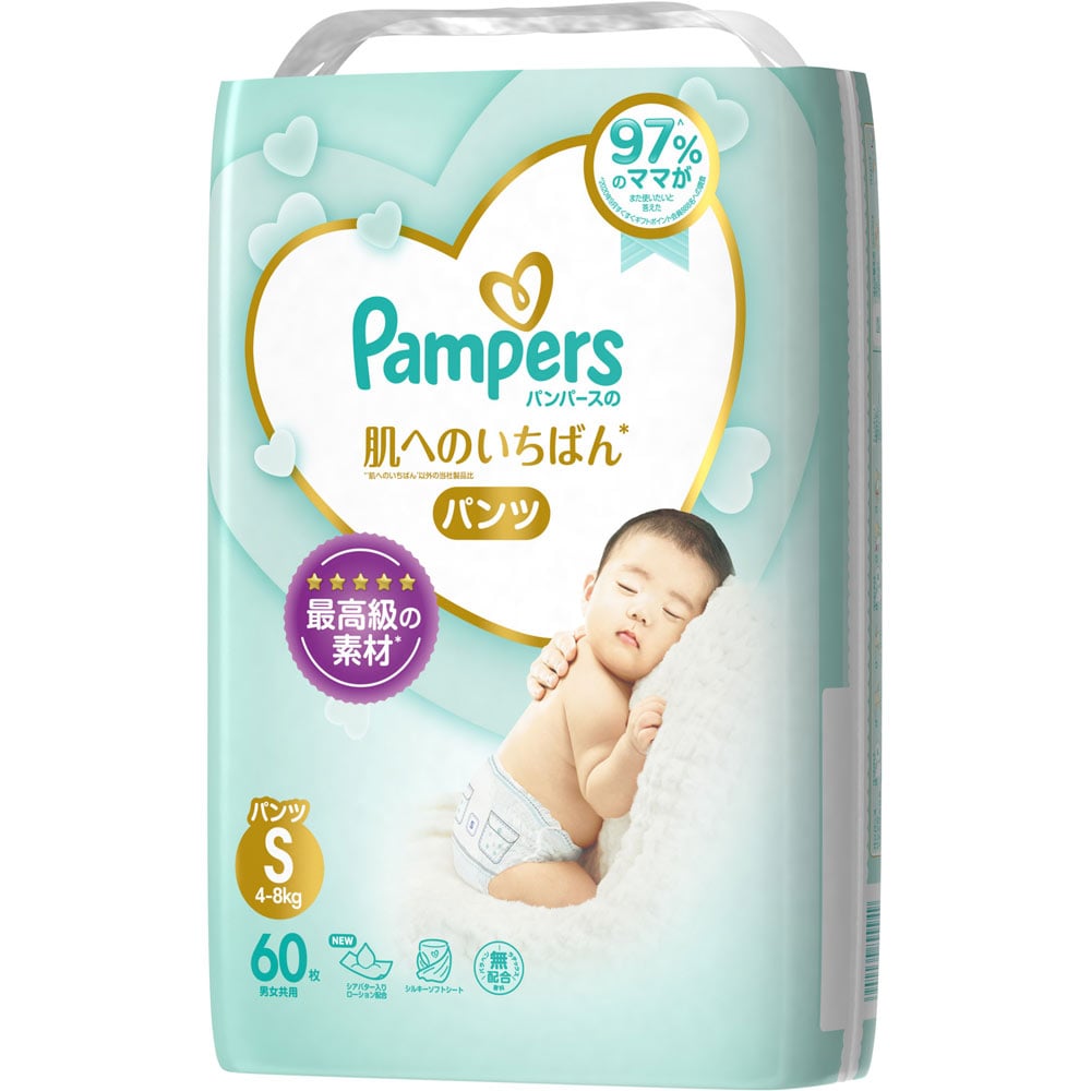P&G パンパース 肌へのいちばん パンツS(4-8kg)60枚入り