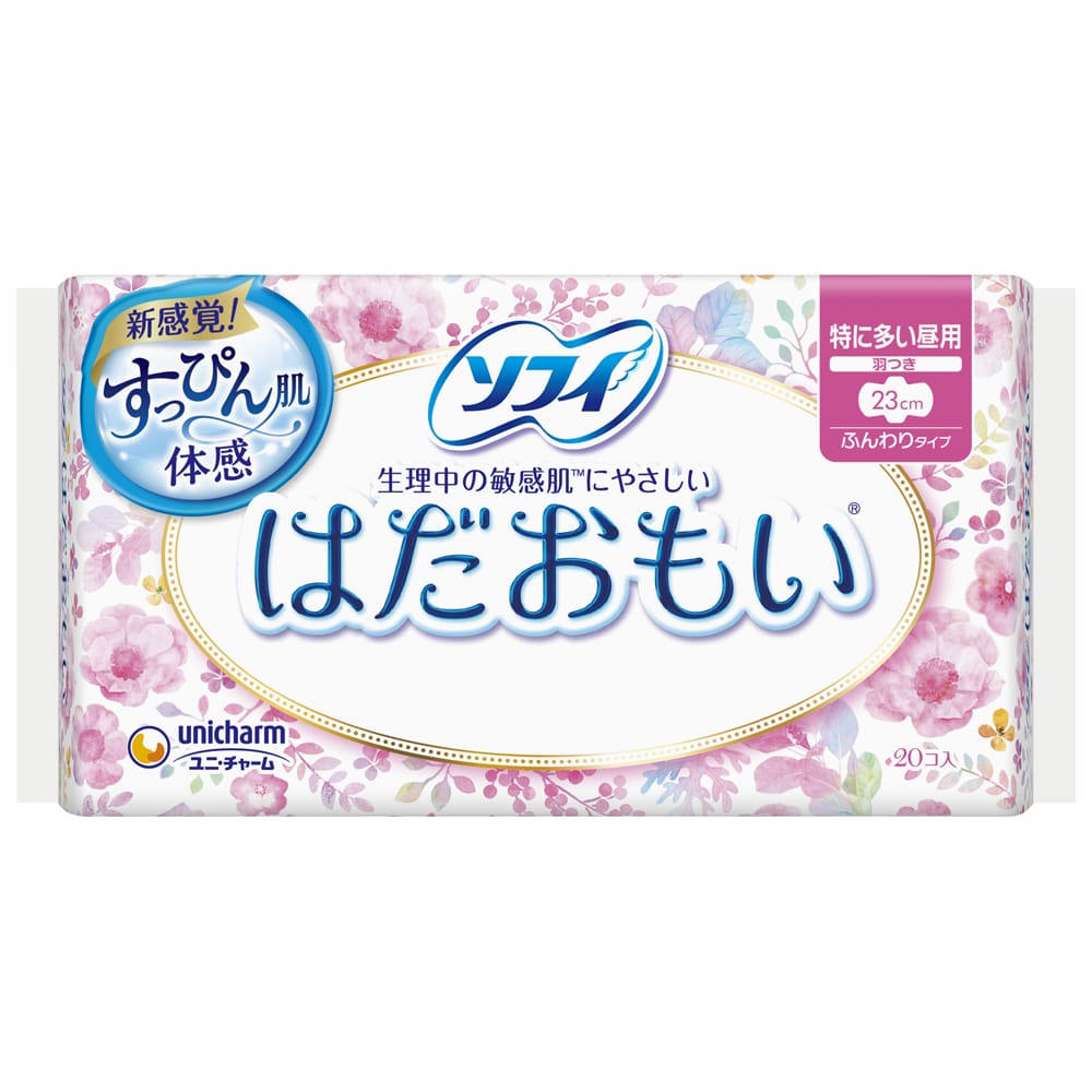 ユニ・チャーム　ソフィ はだおもい 羽つき 特に多い日の昼用 23cm 20枚入