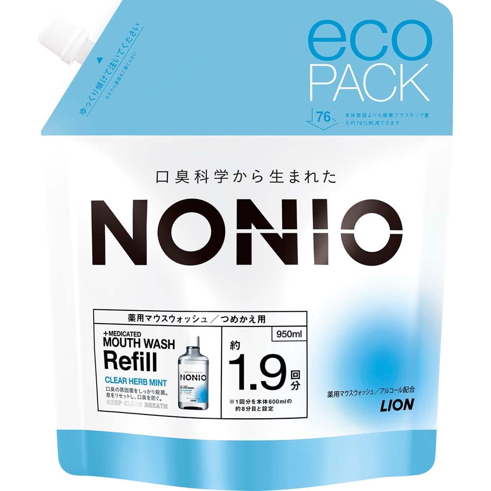 ＮＯＮＩＯマウスウォッシュ　クリアハーブミント　つめかえ用　９５０ｍｌ