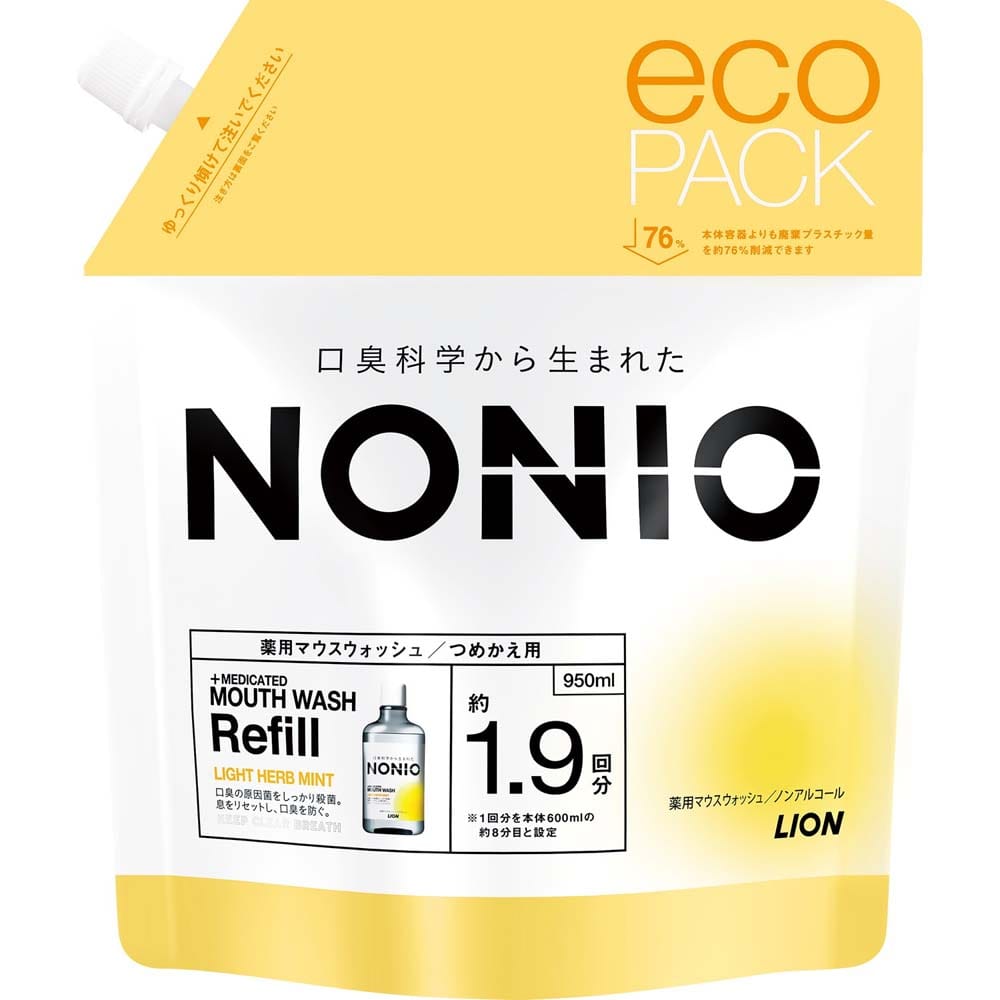 ＮＯＮＩＯマウスウォッシュ　ノンアルコールライトハーブミント　つめかえ用　９５０ｍｌ