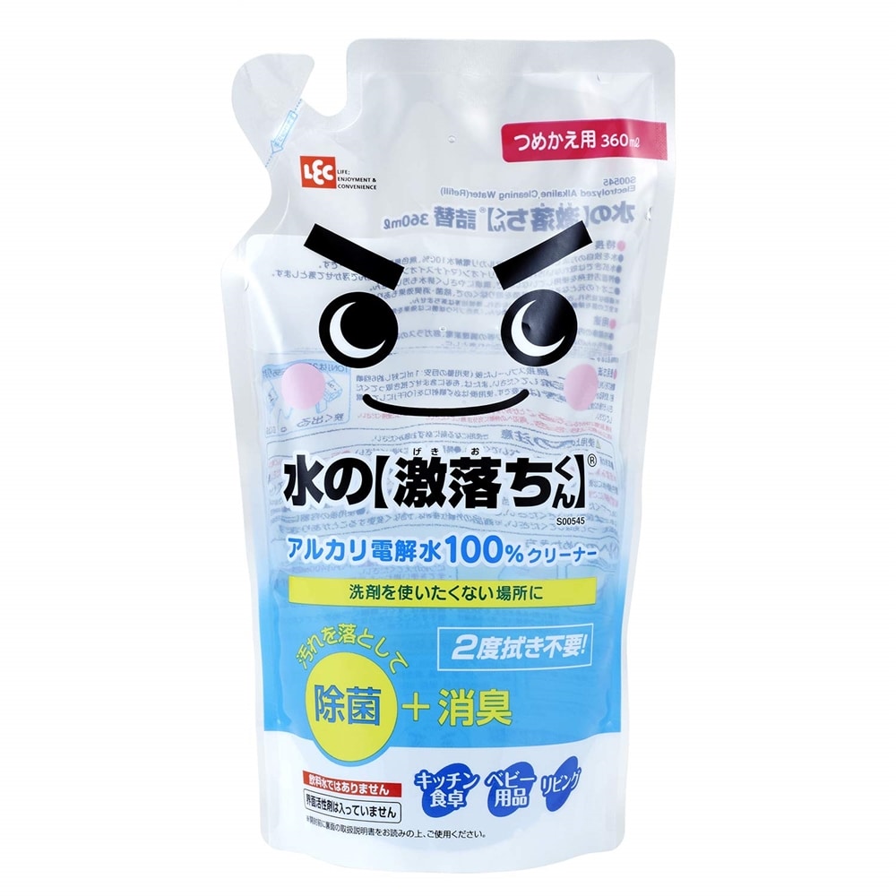 レック 水の激落ちくん 詰め替え 360ml (洗浄・除菌・消臭) アルカリ電解水 安心 安全 2度拭き不要 360ml（詰め替え）