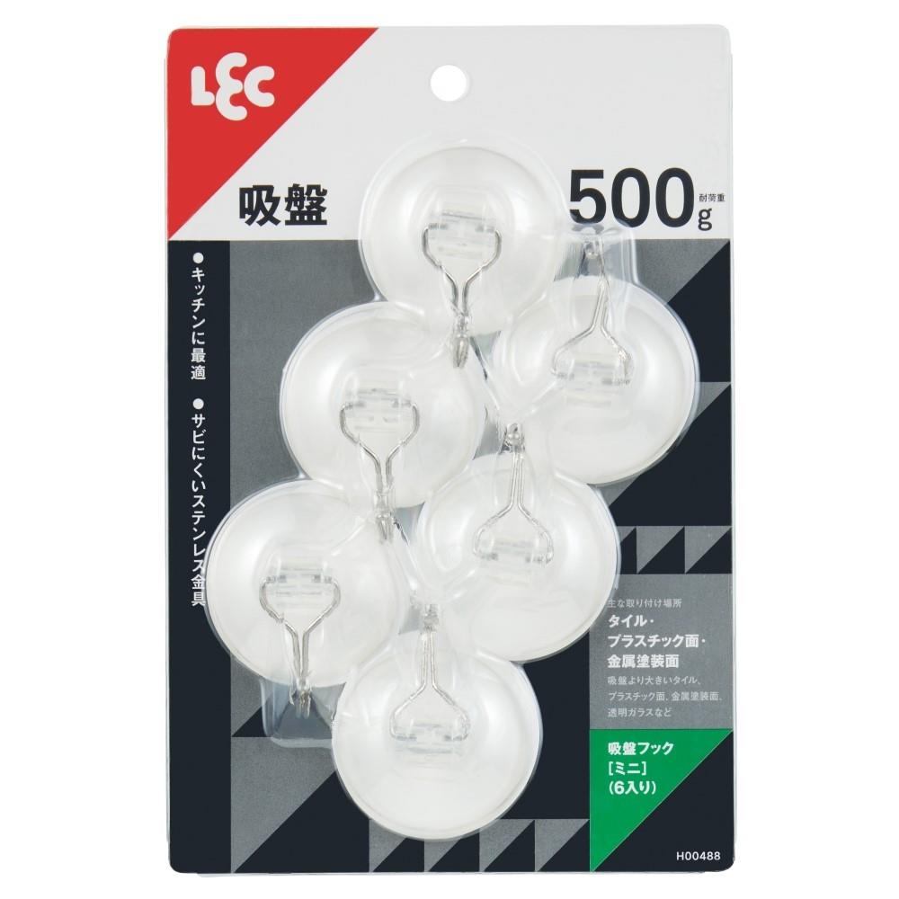 レック　吸盤フック　ミニ　６個入り　耐荷重５００ｇ ミニ 6個入り