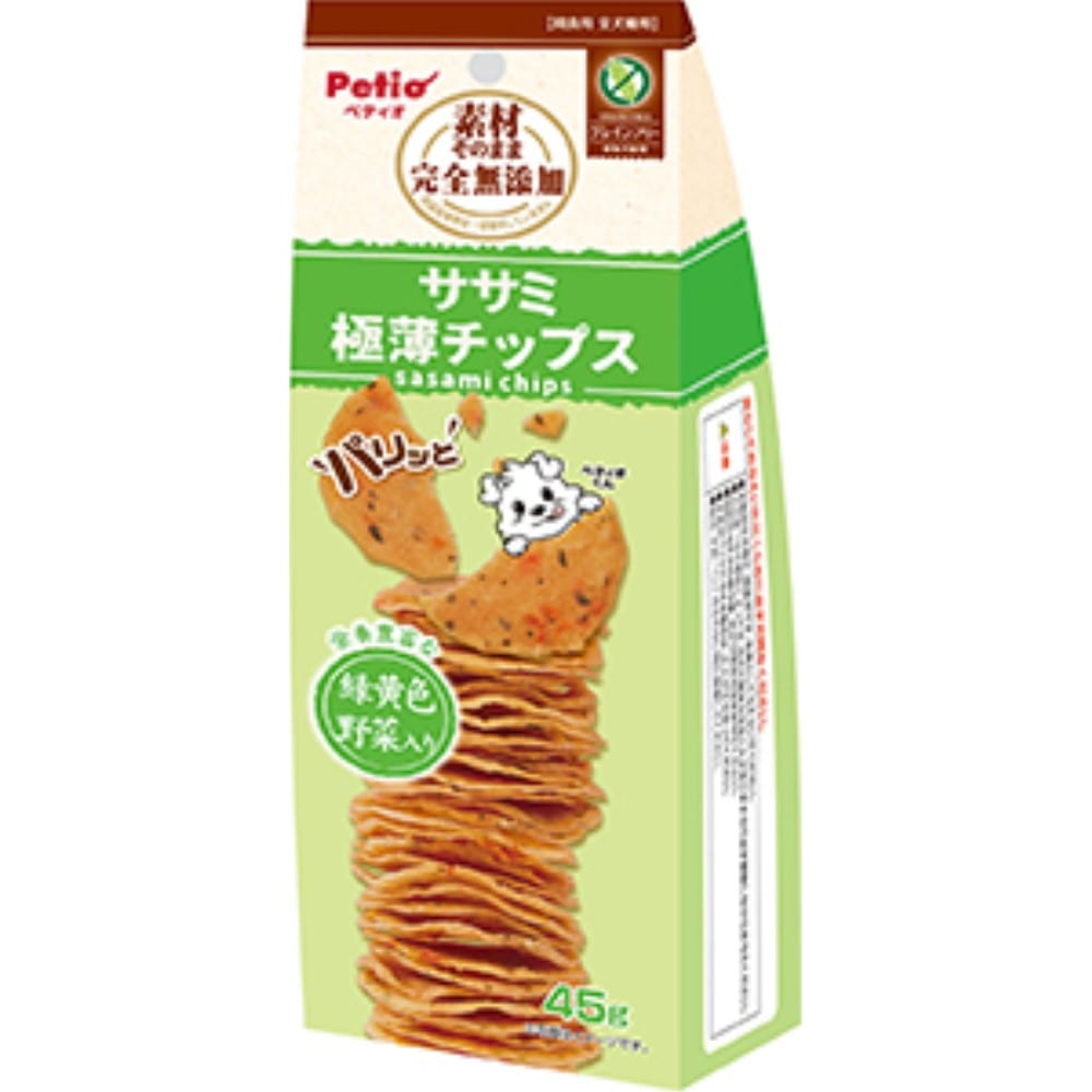 ペティオ　素材そのまま　完全無添加　ササミ　野菜入り　パリッと　極薄チップス　４５ｇ ササミ　野菜入り　４５ｇ