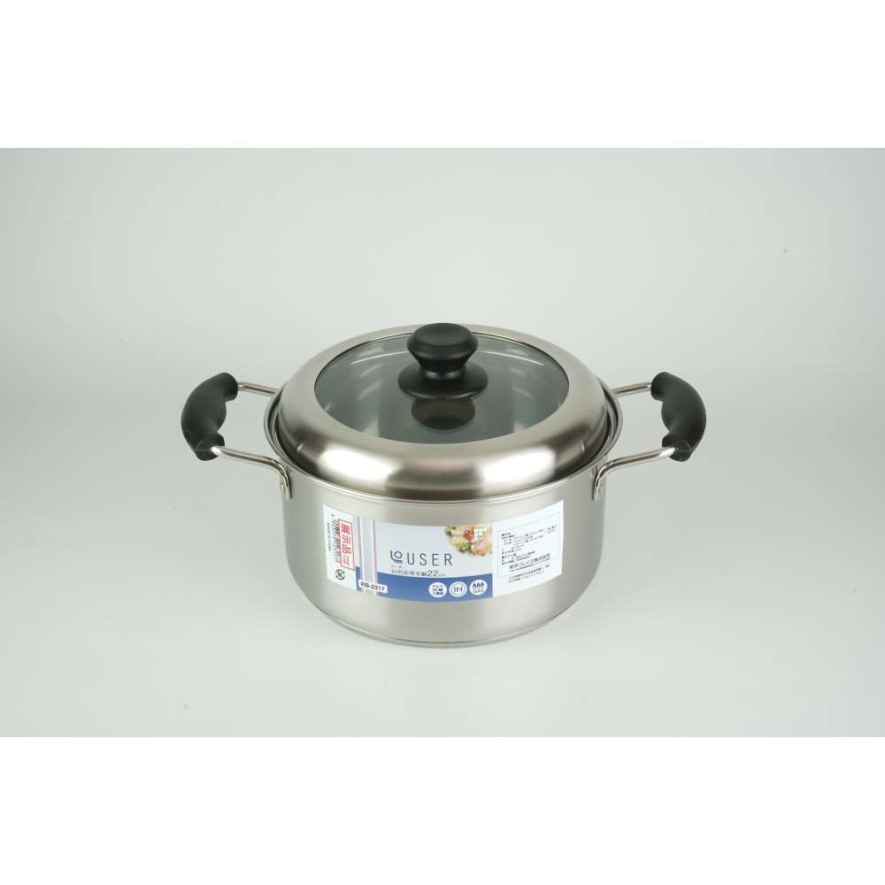 和平フレイズ　ローザー　ＩＨ対応両手鍋２２ｃｍ（ガラス窓付蓋）　ＲＢ－２３１７ 22ｃｍ