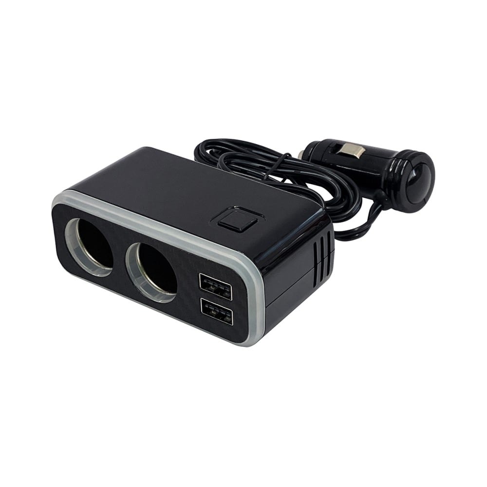 カシムラ　２連セパレートソケット　２ＵＳＢ－４．８Ａ　レインボーライト付き　ＫＸ２３６
