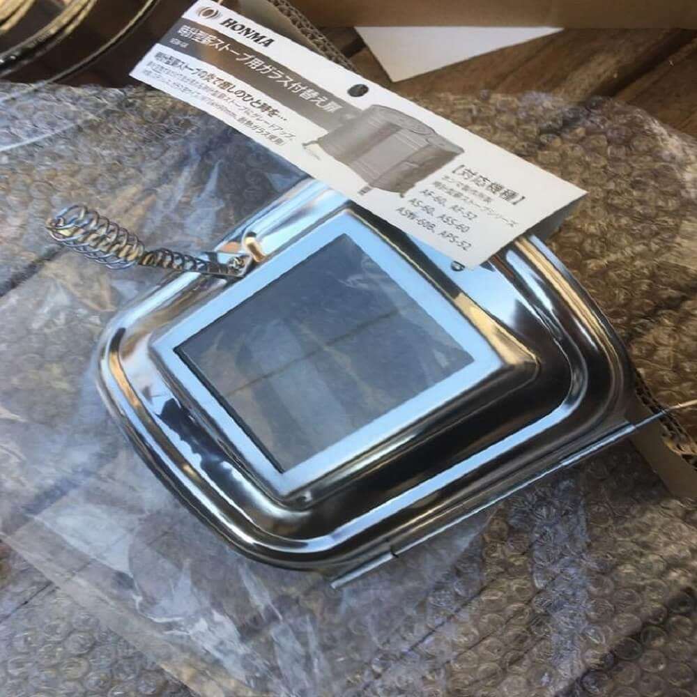 時計型薪ストーブ用ガラス窓付き替え扉