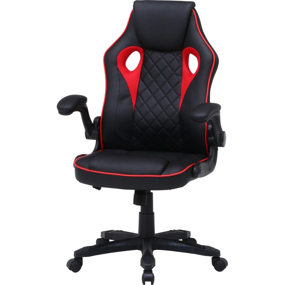 不二貿易 ゲーミングチェア シグナル レッド 回転式 リクライニング アームアップ 幅65.5cm 15506 Eスポーツ 組立式