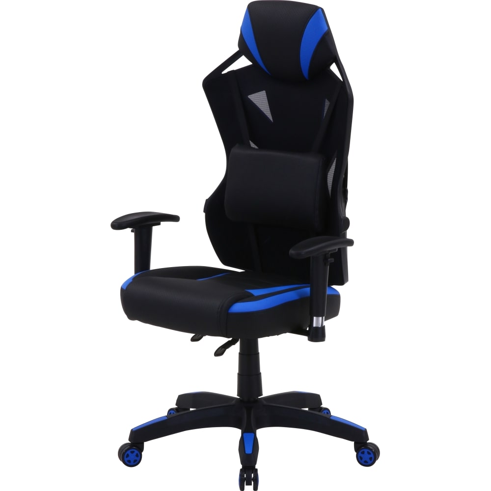 不二貿易 ゲーミングチェア レイズブルー 回転式 リクライニング   幅68.5cm 19428 Eスポーツ 組立式