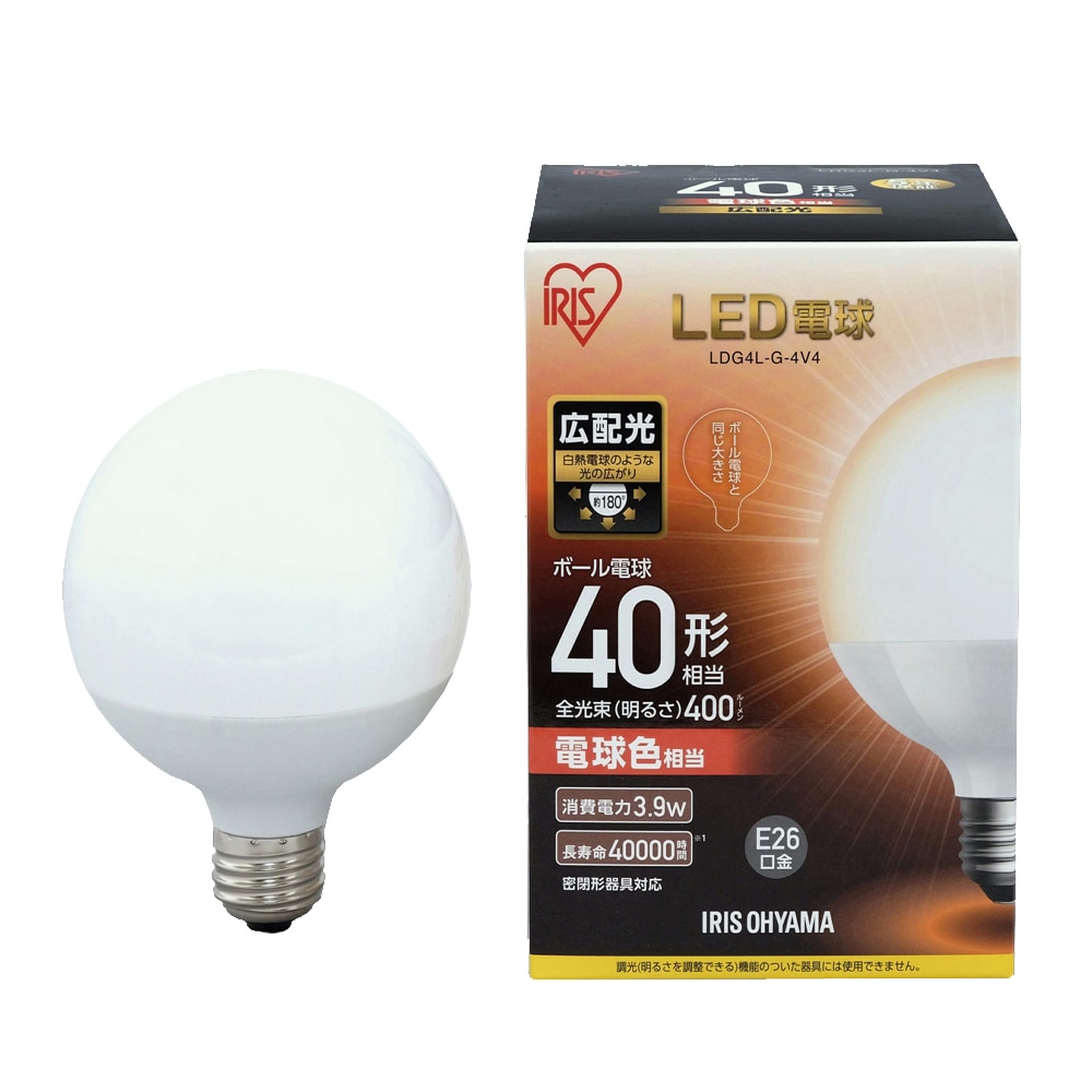 アイリスオーヤマ Iris Ohyama led電球 E26 ボール球タイプ 電球色 40形相当 400lm Ldg4l G 4v4 家電 照明 電材 ホームセンターコーナンの通販サイト アイリスオーヤマ Iris Ohyama led電球 E26 ボール球タイプ 電球色 40形相当 400lm Ldg4l G 4v4 家電 照明 電材 ホームセンターコーナンの通販サイト