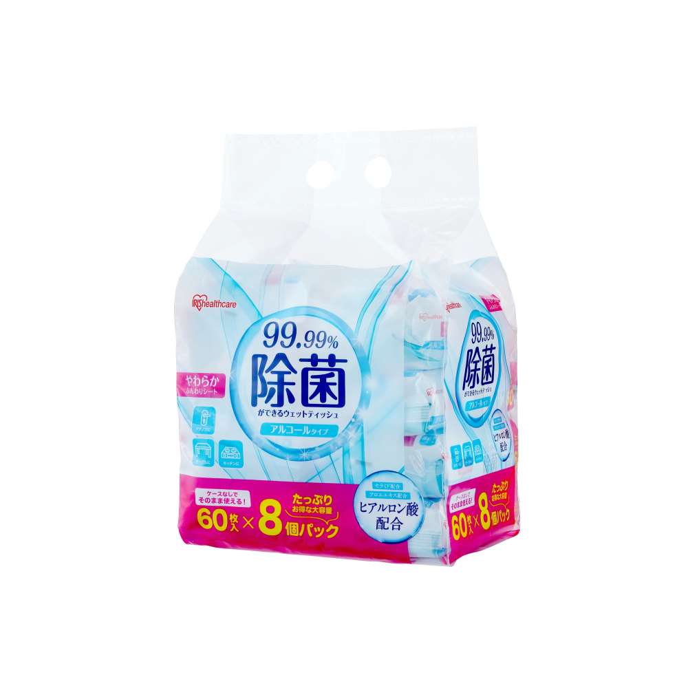 アイリスオーヤマ　除菌ができるウェットティッシュアルコール６０枚×８Ｐ　ＷＴＳ－６０Ａ８Ｐ アルコール６０枚×８Ｐ