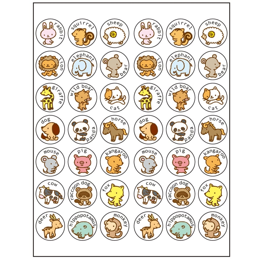 英文シール　動物　ＰＳ１２８