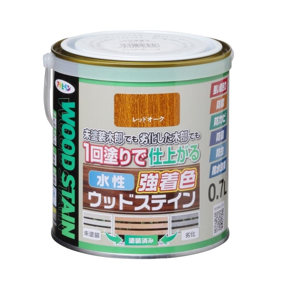 アサヒペン　水性強着色ウッドステイン　０．７L　レッドオーク レッドオーク 0.7L